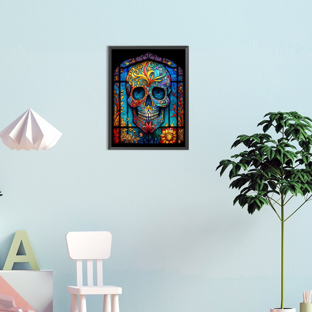 Skull Glass Painting - Full Round Drill Diamond Painting 30*40CM