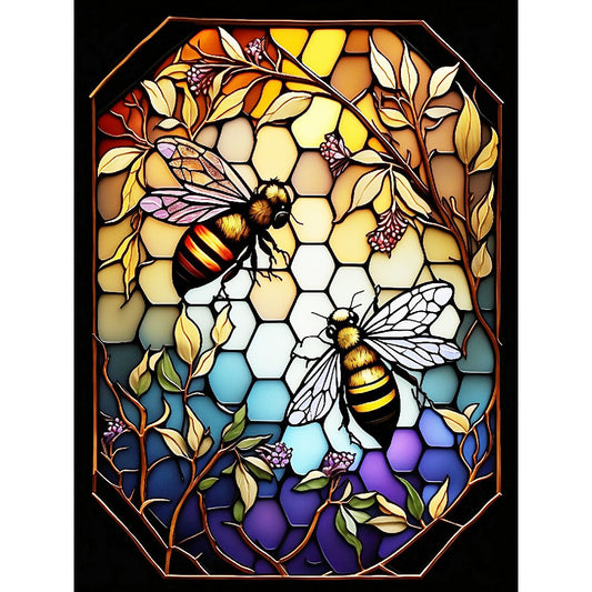 Bee Glass Painting - Full Round Drill Diamond Painting 30*40CM