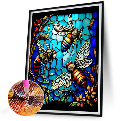 Bee Glass Painting - Full Round Drill Diamond Painting 30*40CM