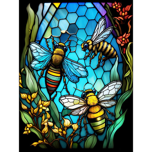 Bee Glass Painting - Full Round Drill Diamond Painting 30*40CM