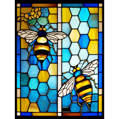 Bee Glass Painting - Full Round Drill Diamond Painting 30*40CM