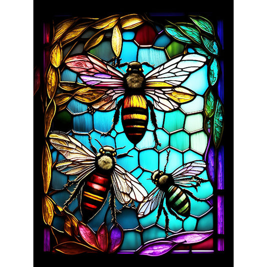 Bee Glass Painting - Full Round Drill Diamond Painting 30*40CM