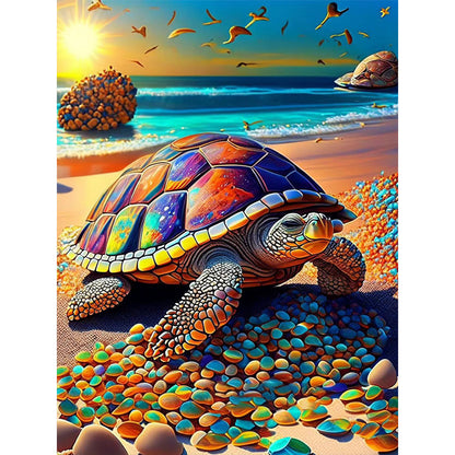 Beach Turtle - Full Round Drill Diamond Painting 30*40CM