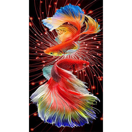 Double Koi - Full Round Drill Diamond Painting 30*60CM