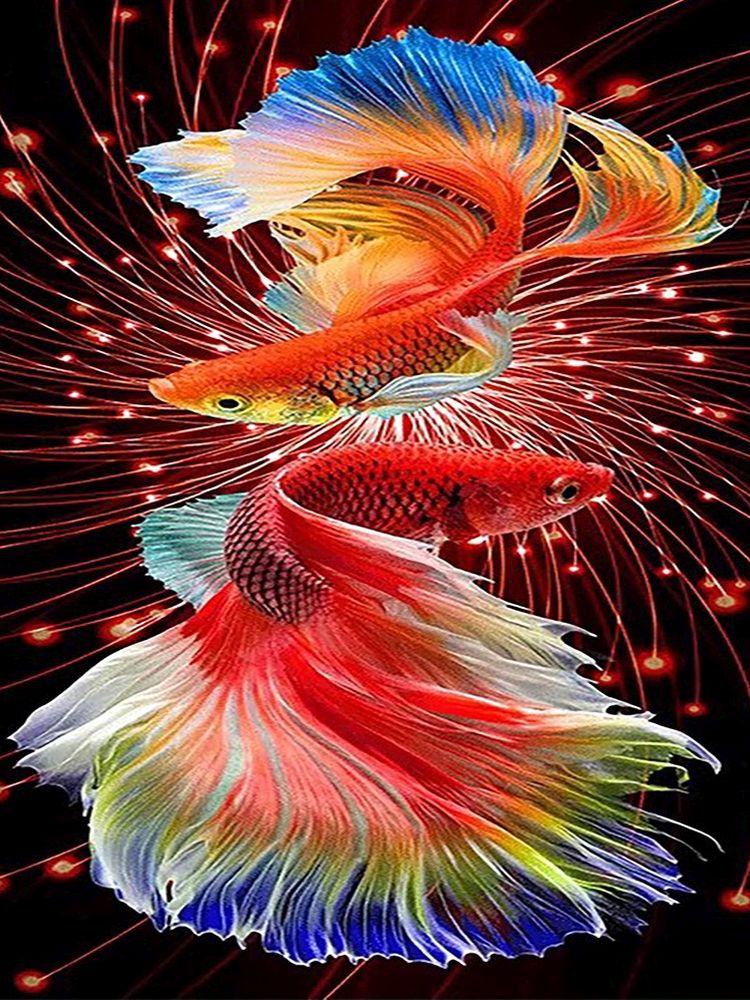 Double Koi - Full Round Drill Diamond Painting 30*60CM
