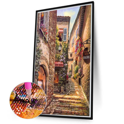 Scenic Cottage Street - Full Round Drill Diamond Painting 50*70CM