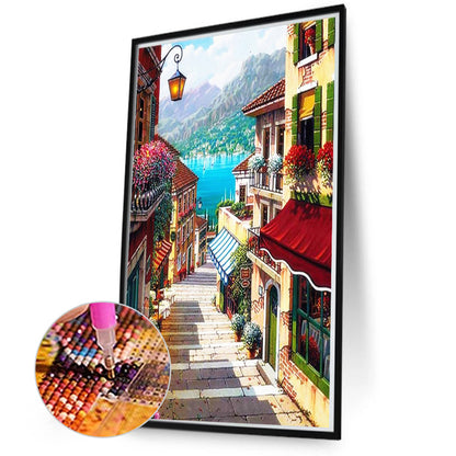 Scenic Cottage Street - Full Round Drill Diamond Painting 50*70CM