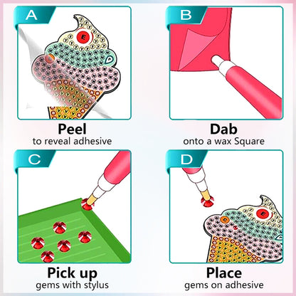 2pcs Gem Sticker Diamond Art 5D Paint by Numbers DIY for Kids Beginner Toys Kits
