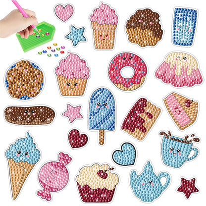 2pcs Gem Sticker Diamond Art 5D Paint by Numbers DIY for Kids Beginner Toys Kits