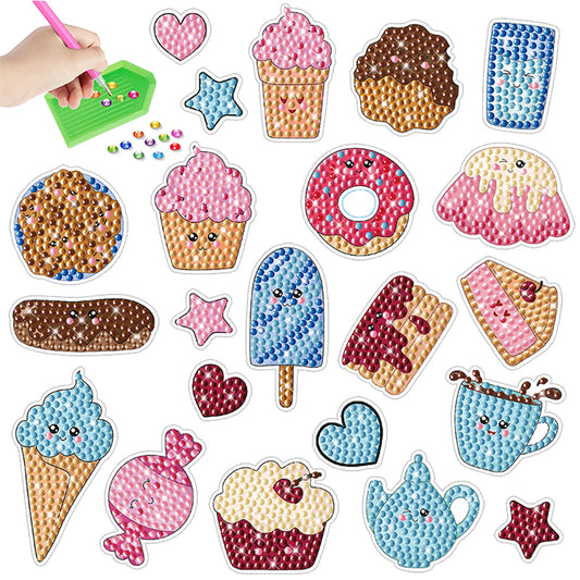 2pcs Gem Sticker Diamond Art 5D Paint by Numbers DIY for Kids Beginner Toys Kits