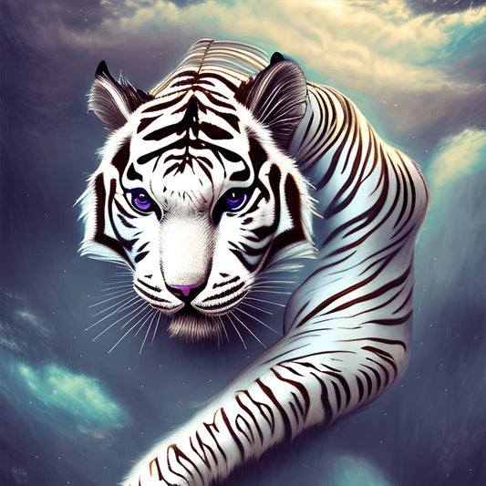 White Tiger - Full Round Drill Diamond Painting 30*30CM