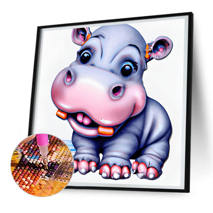 Baby Hippopotamus - Full Round Drill Diamond Painting 30*30CM