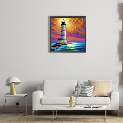 Cross Sea Lighthouse - Full Round Drill Diamond Painting 30*30CM