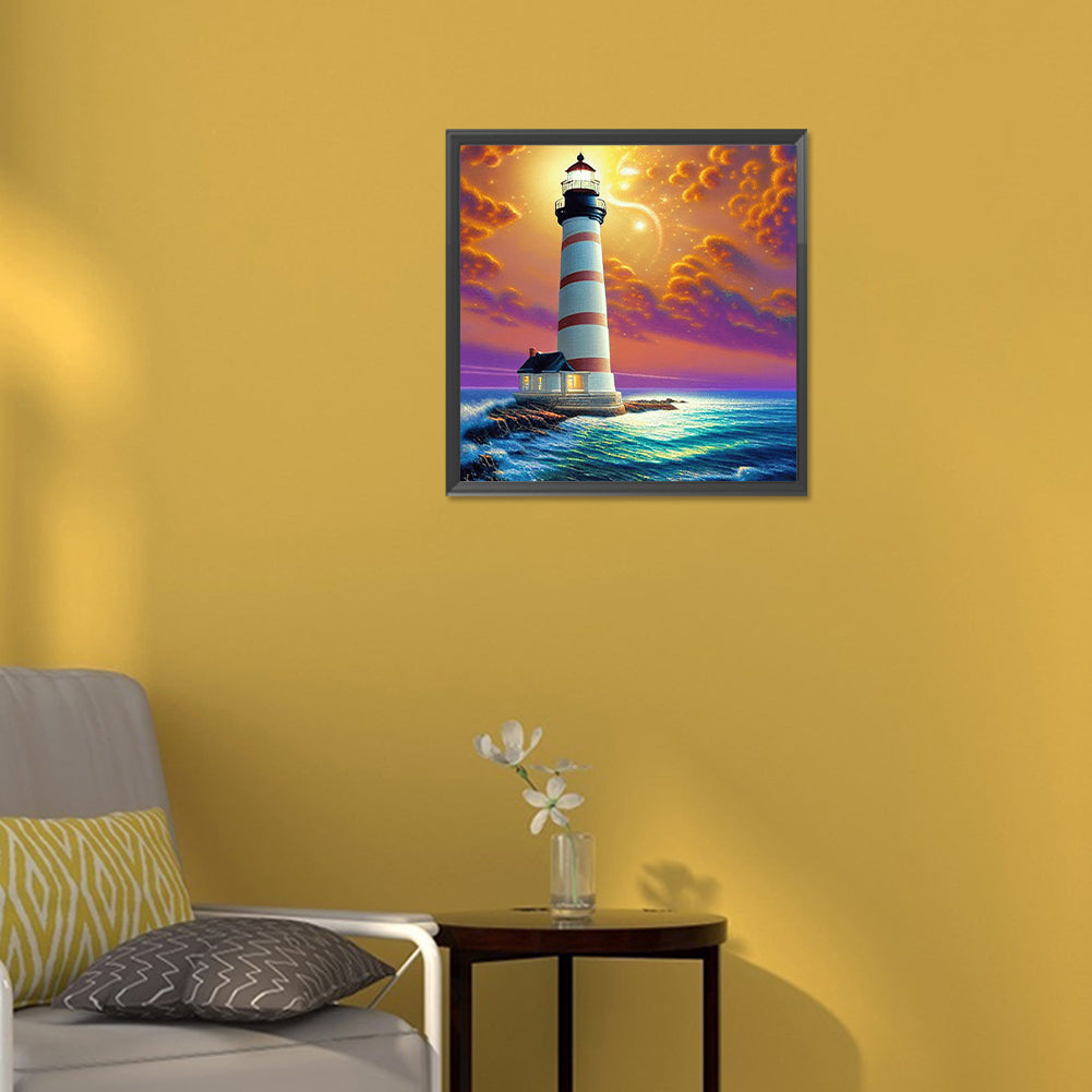 Cross Sea Lighthouse - Full Round Drill Diamond Painting 30*30CM