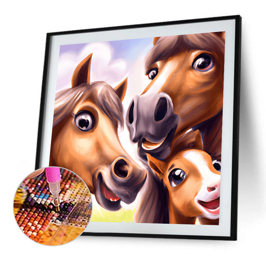 Pony Family - Full Round Drill Diamond Painting 40*40CM