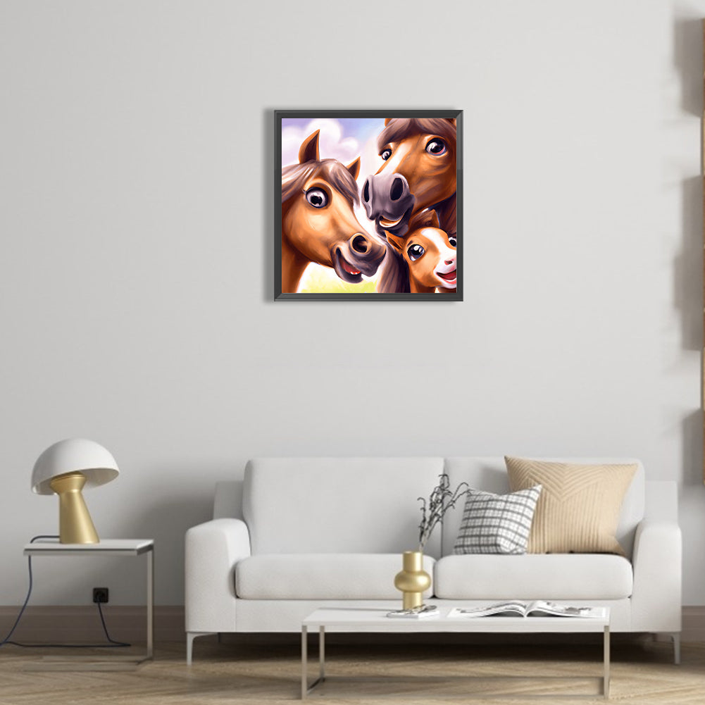 Pony Family - Full Round Drill Diamond Painting 40*40CM