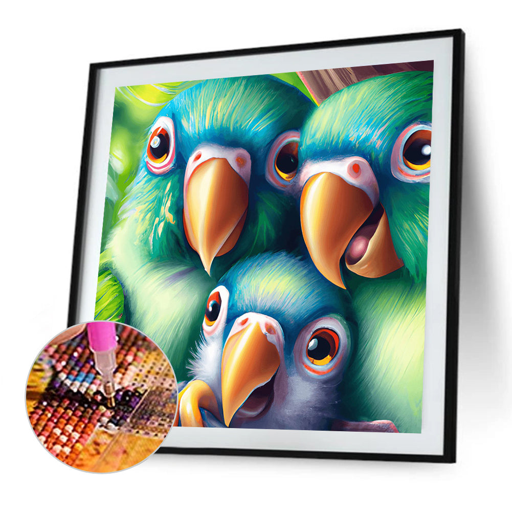 Little Parrot Family - Full Round Drill Diamond Painting 40*40CM