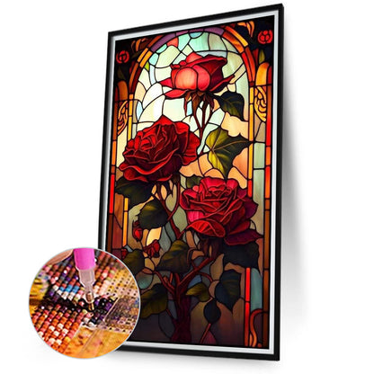 Rose Glass Painting - Full Round Drill Diamond Painting 40*70CM