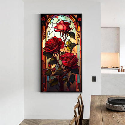 Rose Glass Painting - Full Round Drill Diamond Painting 40*70CM