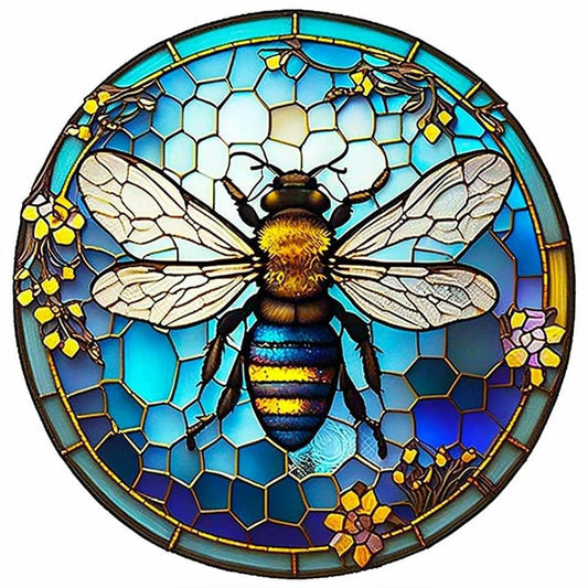 Round Plate Glass Bee - Full Round Drill Diamond Painting 30*30CM
