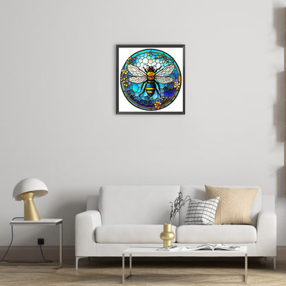Round Plate Glass Bee - Full Round Drill Diamond Painting 30*30CM