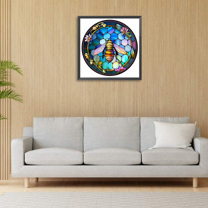 Round Plate Glass Bee - Full Round Drill Diamond Painting 30*30CM