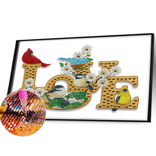 Love Cardinal Blue Jay - Special Shaped Drill Diamond Painting 40*30CM