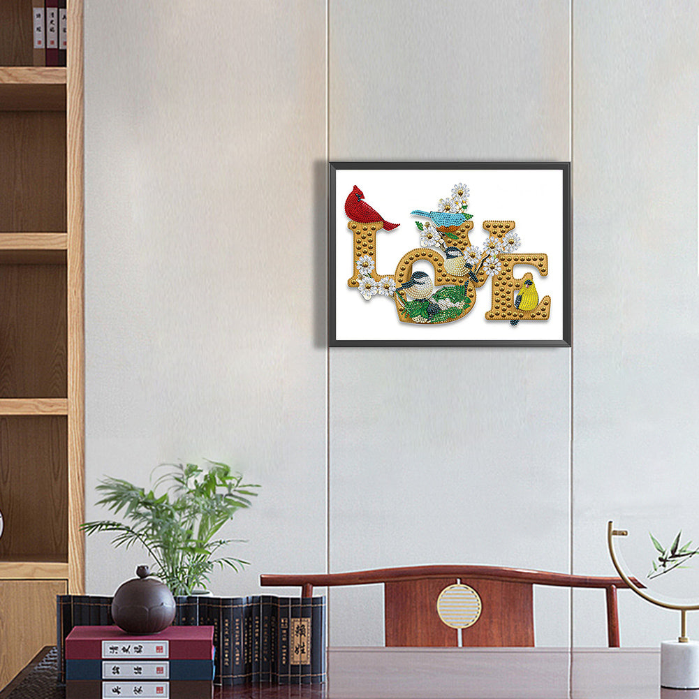 Love Cardinal Blue Jay - Special Shaped Drill Diamond Painting 40*30CM