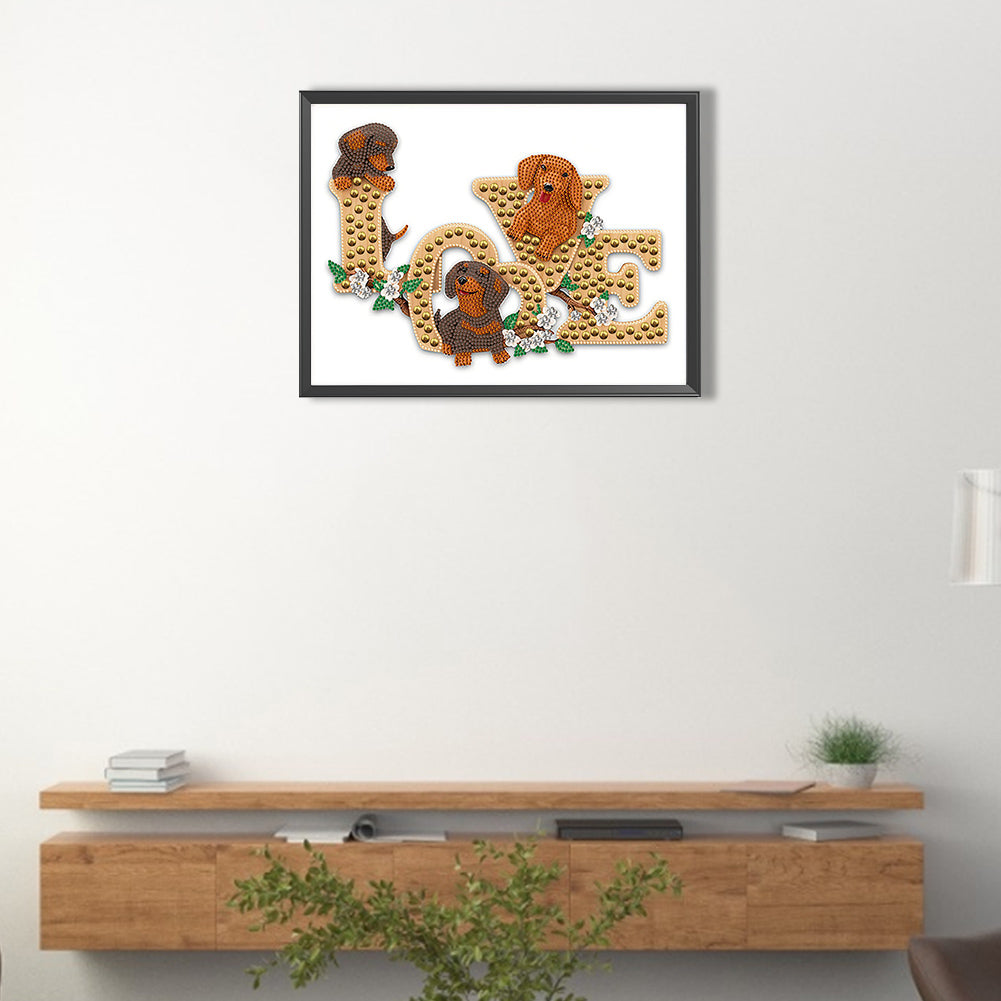 Love Puppy - Special Shaped Drill Diamond Painting 40*30CM