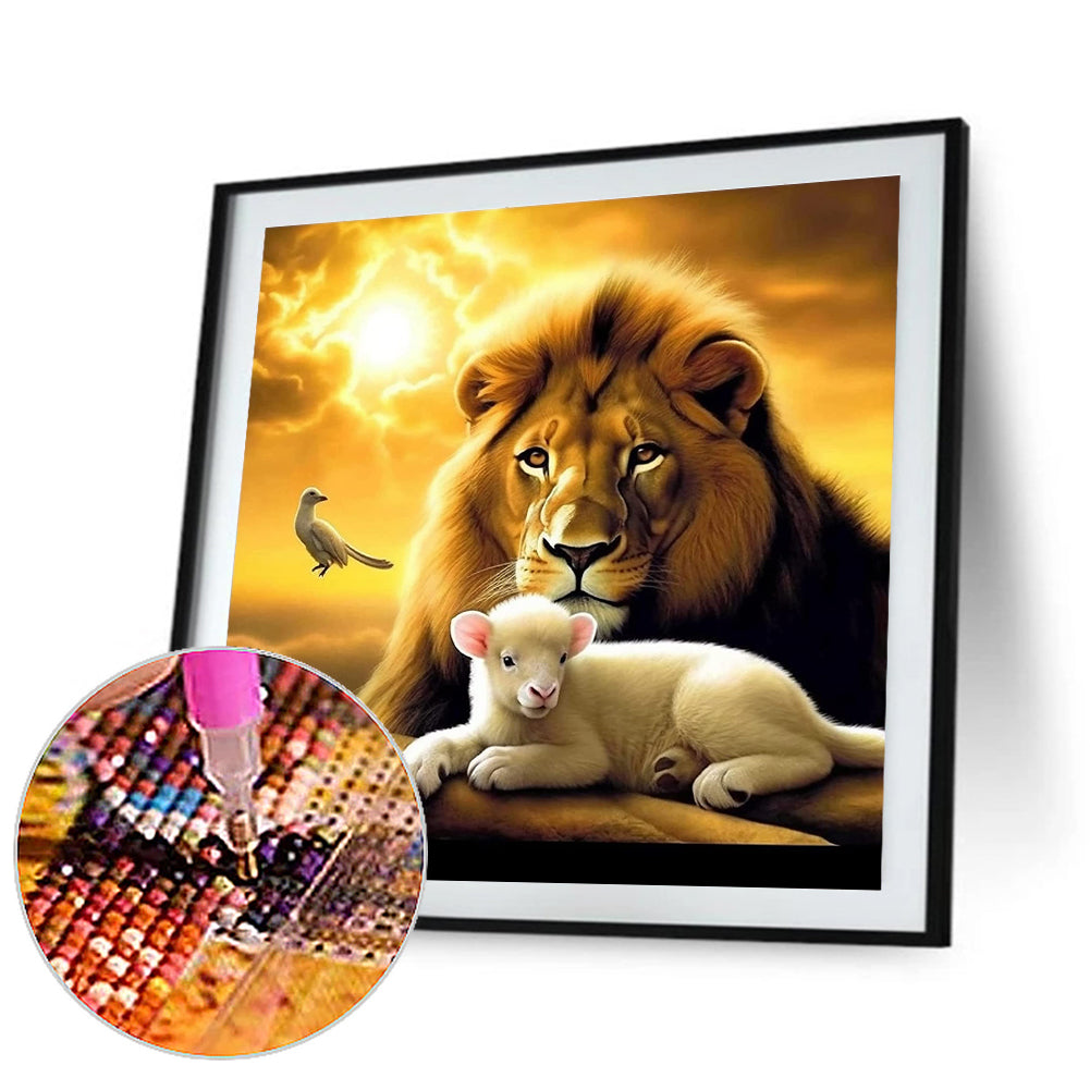 Lion Lamb - Full Round Drill Diamond Painting 30*30CM