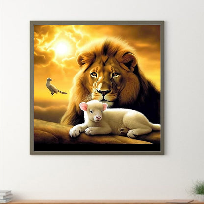 Lion Lamb - Full Round Drill Diamond Painting 30*30CM