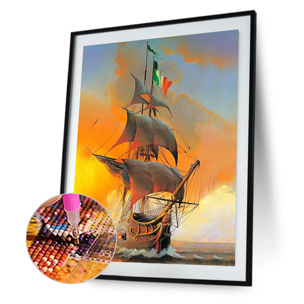 Sailing Boat - Full Round Drill Diamond Painting 30*40CM