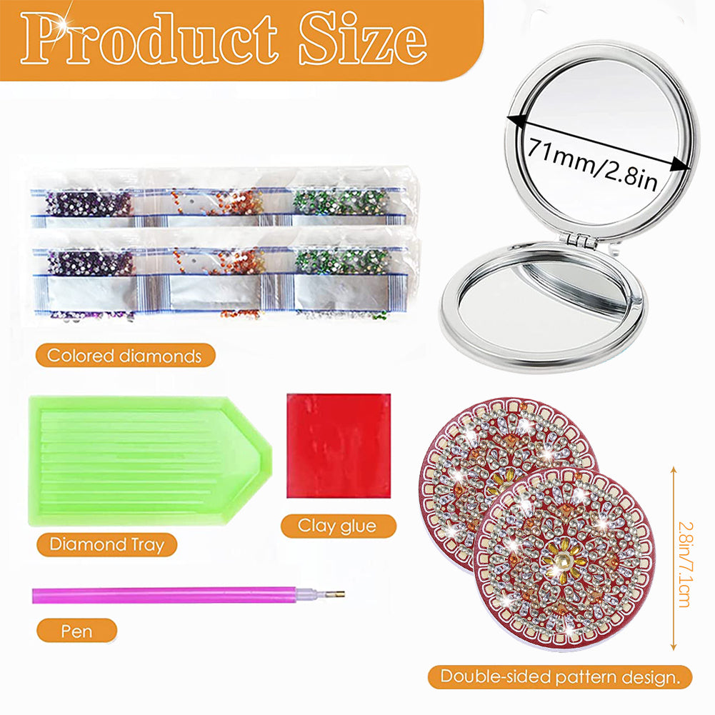 DIY Crystal Diamond Mirror Art Craft Set Datura Diamond Art Mosaic Makeup Mirror