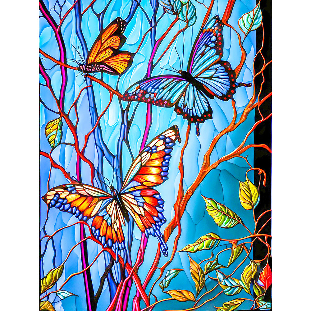 Butterfly Glass Painting - Full Round Drill Diamond Painting 30*40CM