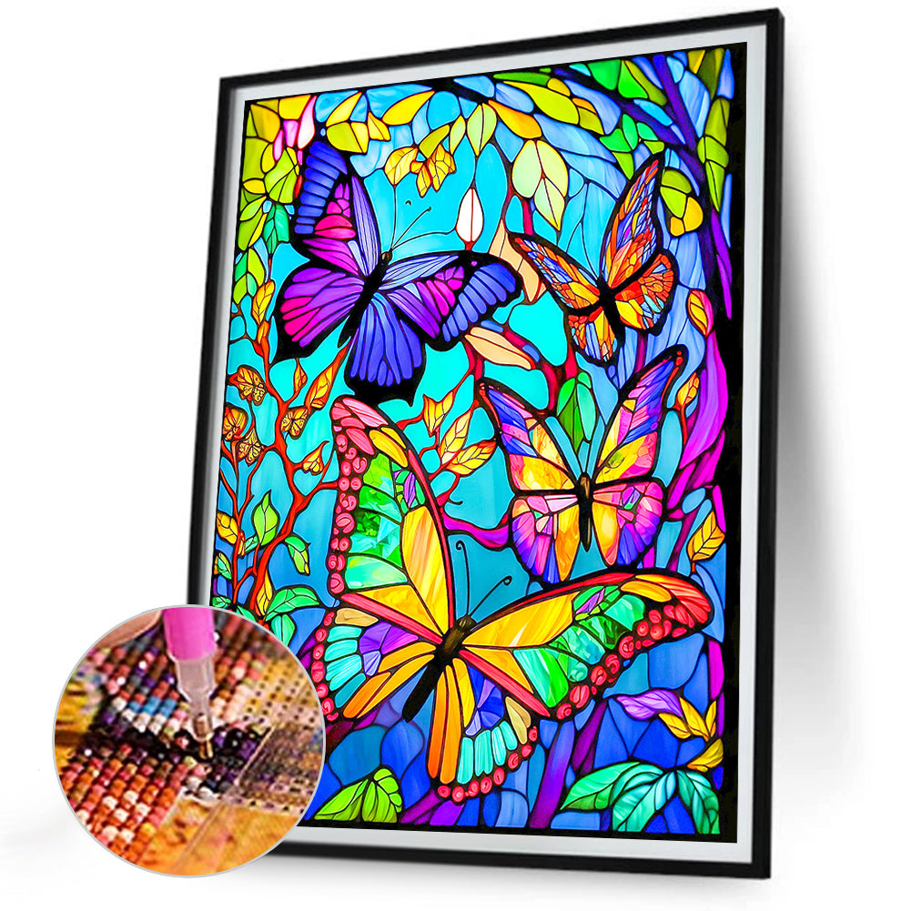 Butterfly Glass Painting - Full Round Drill Diamond Painting 30*40CM