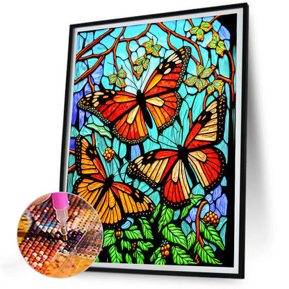 Butterfly Glass Painting - Full Round Drill Diamond Painting 30*40CM