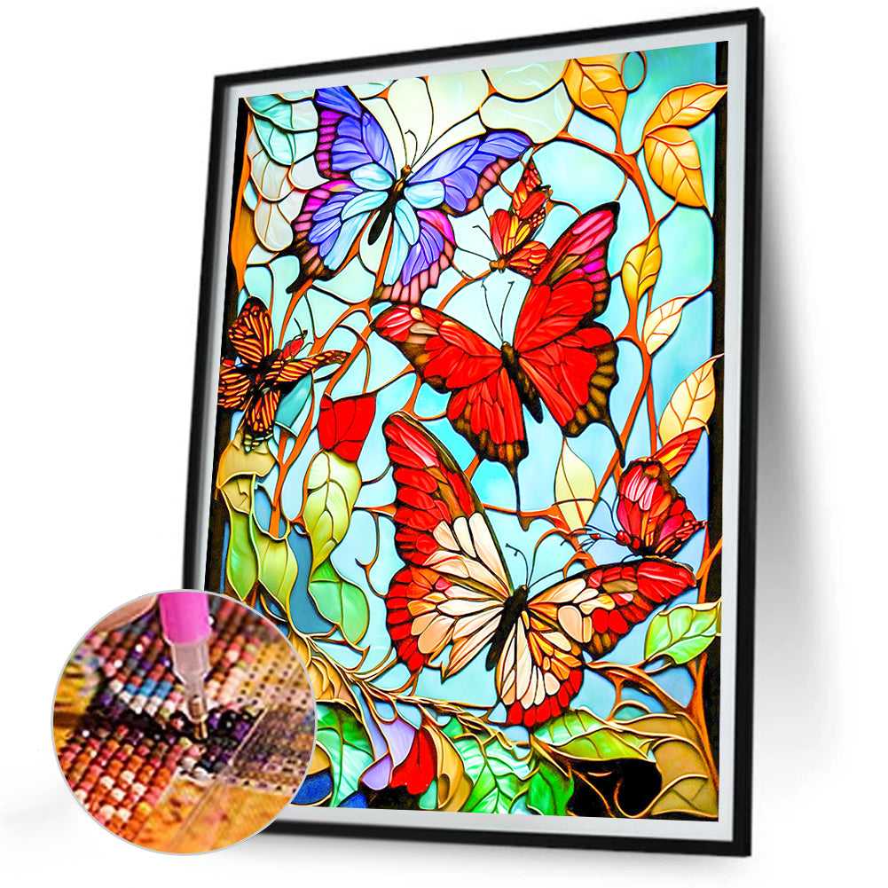 Butterfly Glass Painting - Full Round Drill Diamond Painting 30*40CM