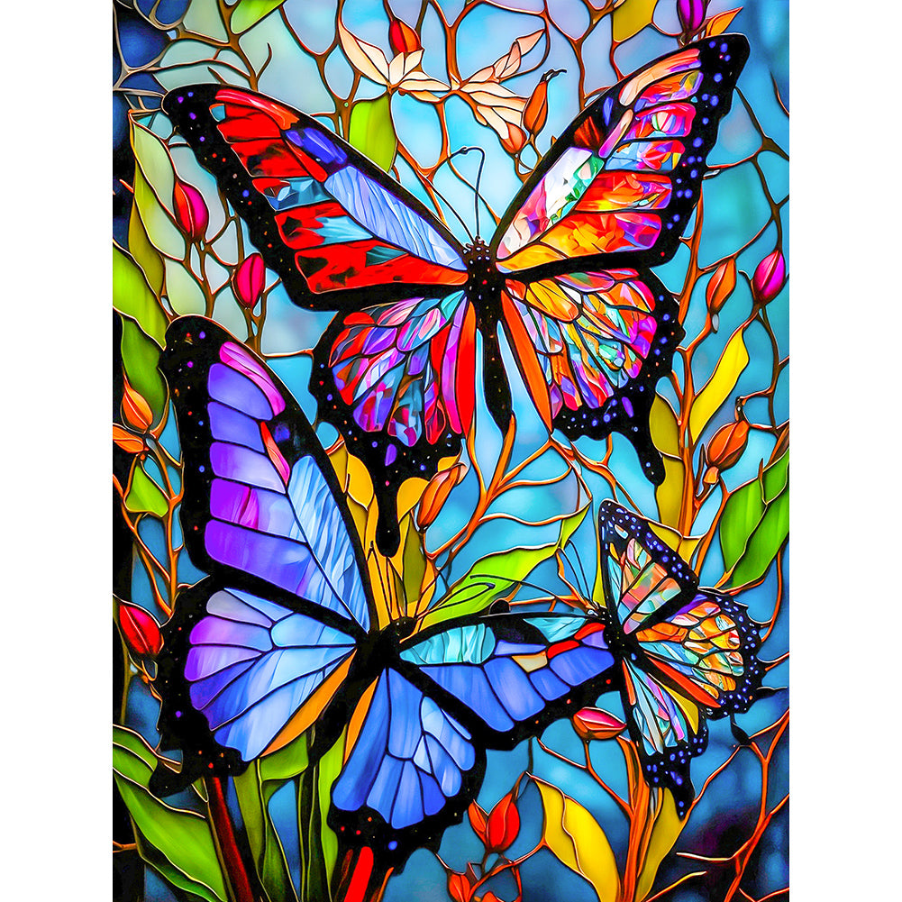 Butterfly Glass Painting - Full Round Drill Diamond Painting 30*40CM