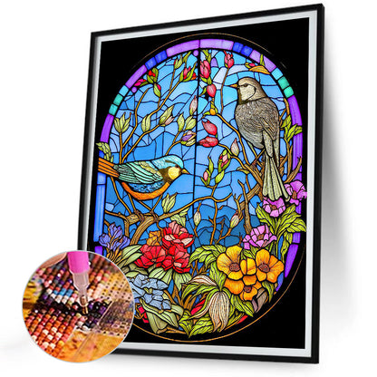 Flower And Bird Glass Painting - Full Round Drill Diamond Painting 30*40CM