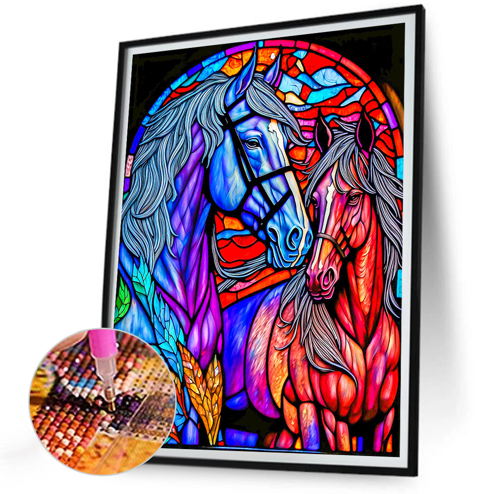 Horse Glass Painting - Full Round Drill Diamond Painting 30*40CM