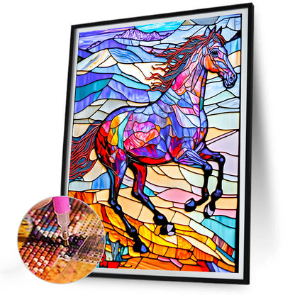 Horse Glass Painting - Full Round Drill Diamond Painting 30*40CM