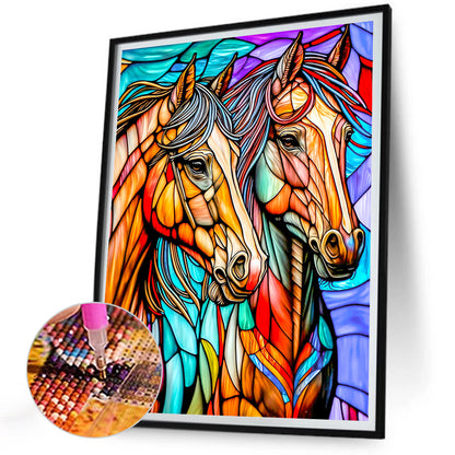 Horse Glass Painting - Full Round Drill Diamond Painting 30*40CM