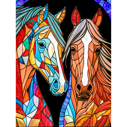 Horse Glass Painting - Full Round Drill Diamond Painting 30*40CM