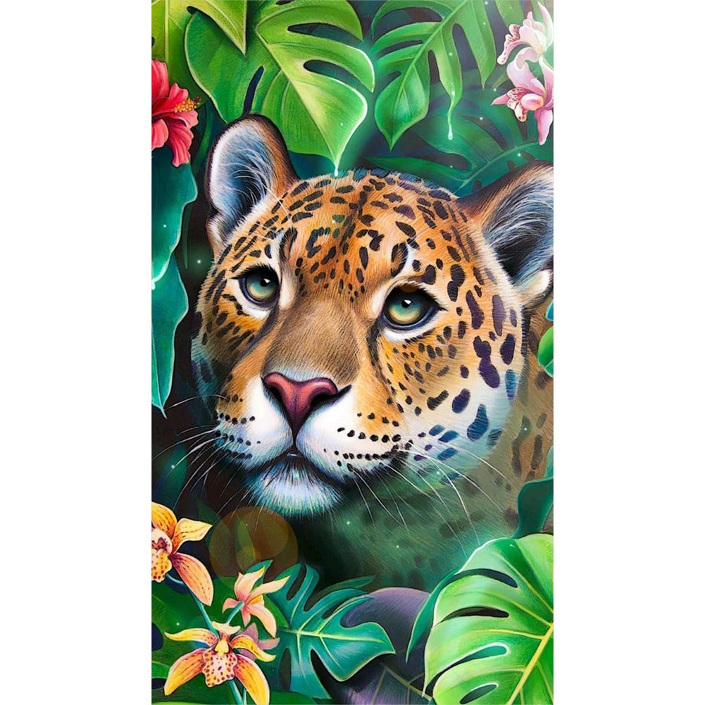 Leopard Poking Its Head Out - Full Round Drill Diamond Painting 40*70CM