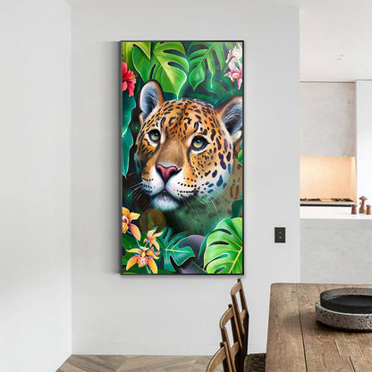 Leopard Poking Its Head Out - Full Round Drill Diamond Painting 40*70CM