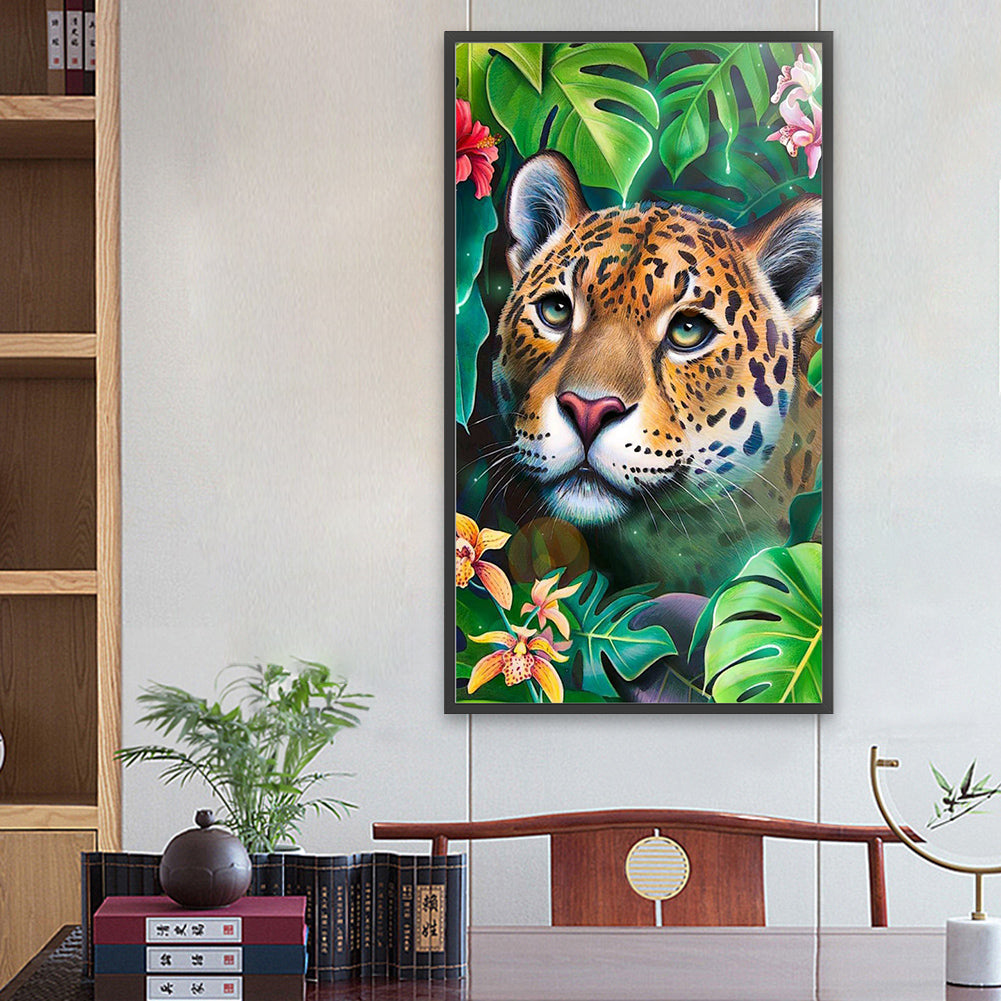 Leopard Poking Its Head Out - Full Round Drill Diamond Painting 40*70CM