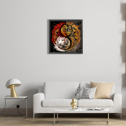 Yin Yang White Tiger And Black Tiger - Full Round Drill Diamond Painting 40*40CM