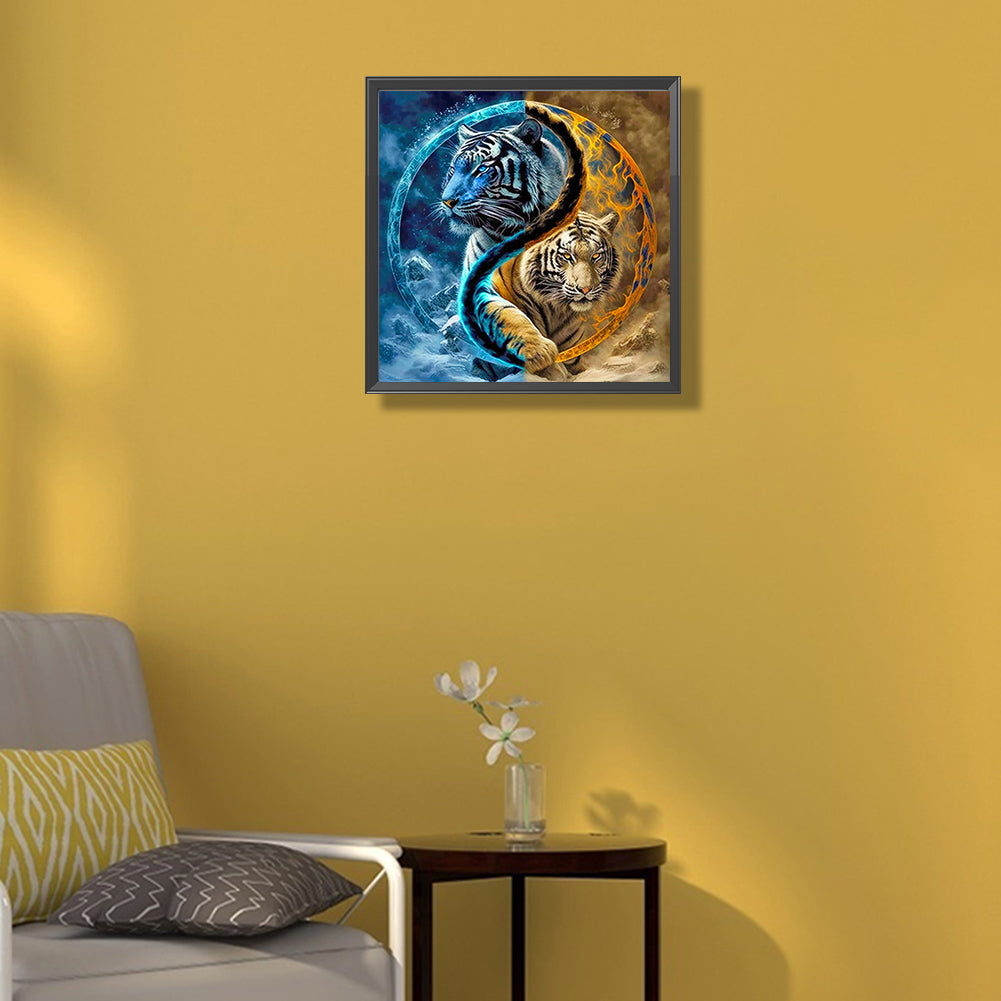 Yin-Yang Tigers Stepping Forward - Full Round Drill Diamond Painting 40*40CM