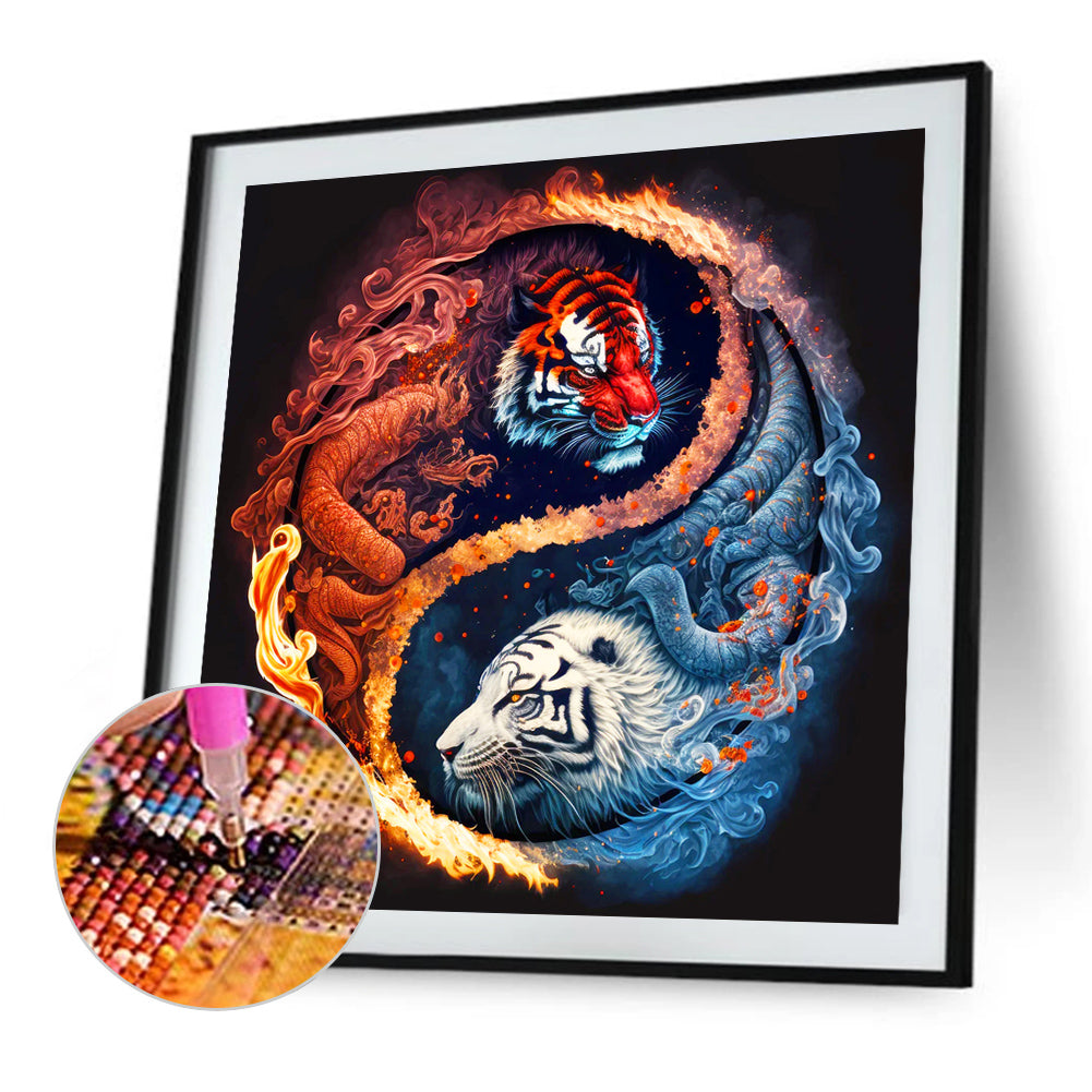 Tiger In The Cloud And Mist - Full Round Drill Diamond Painting 40*40CM