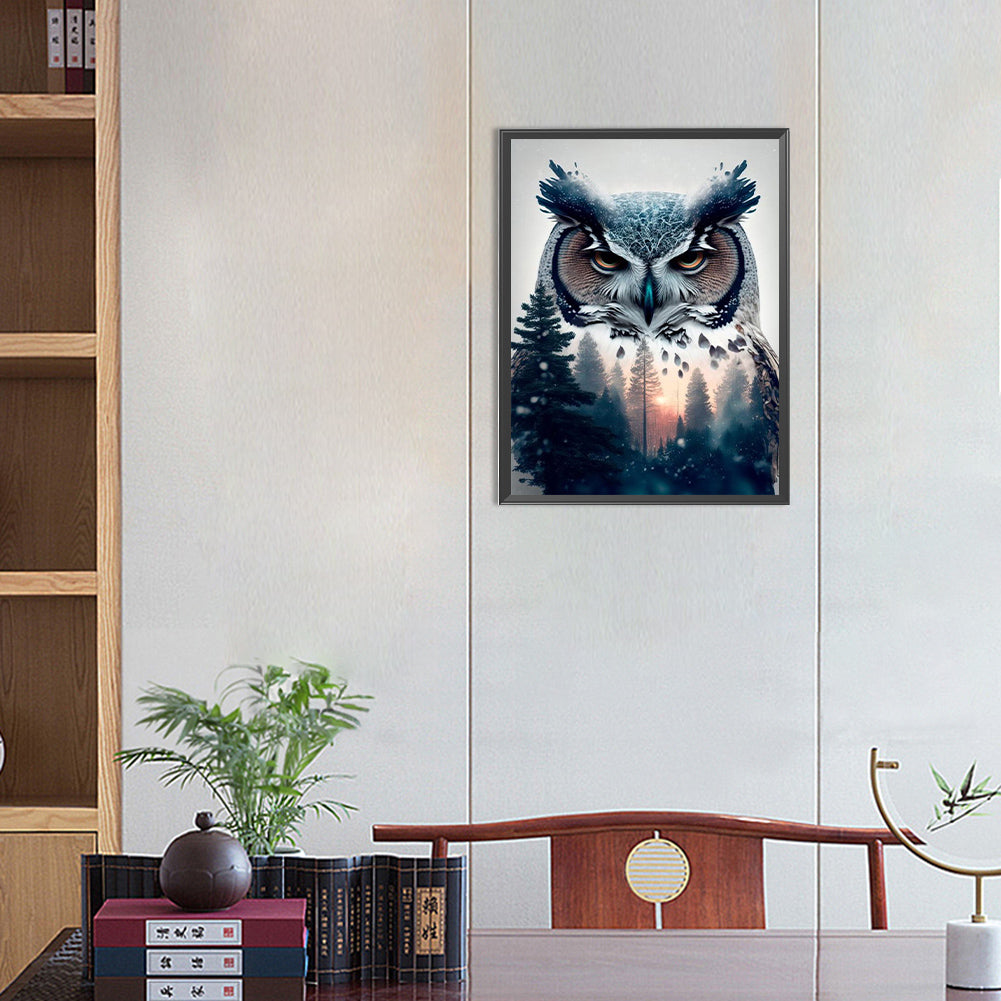 Owl - Full Round Drill Diamond Painting 30*40CM